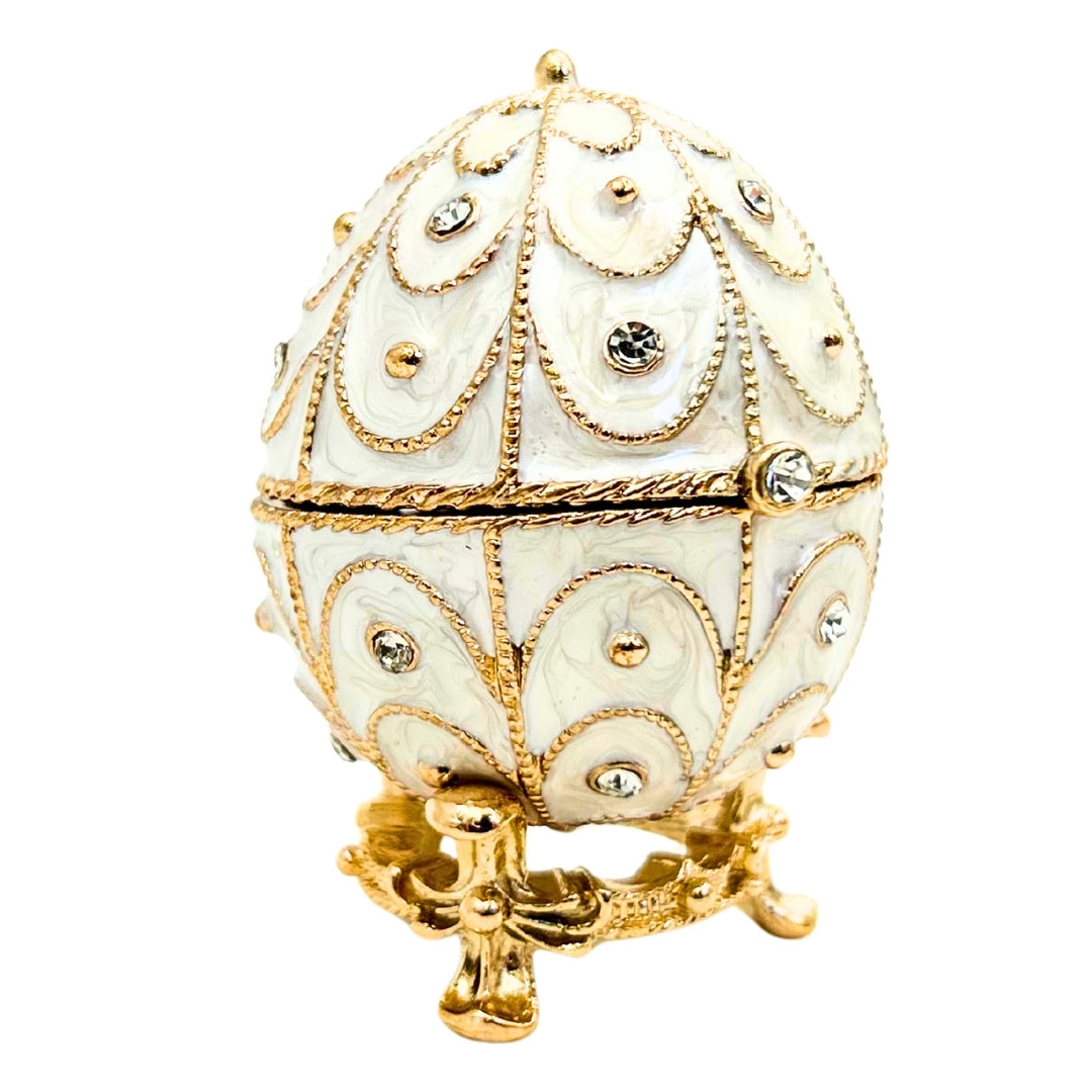 Exklusivt Fabergéägg-skrin i metall med kristaller - B0748-17WH