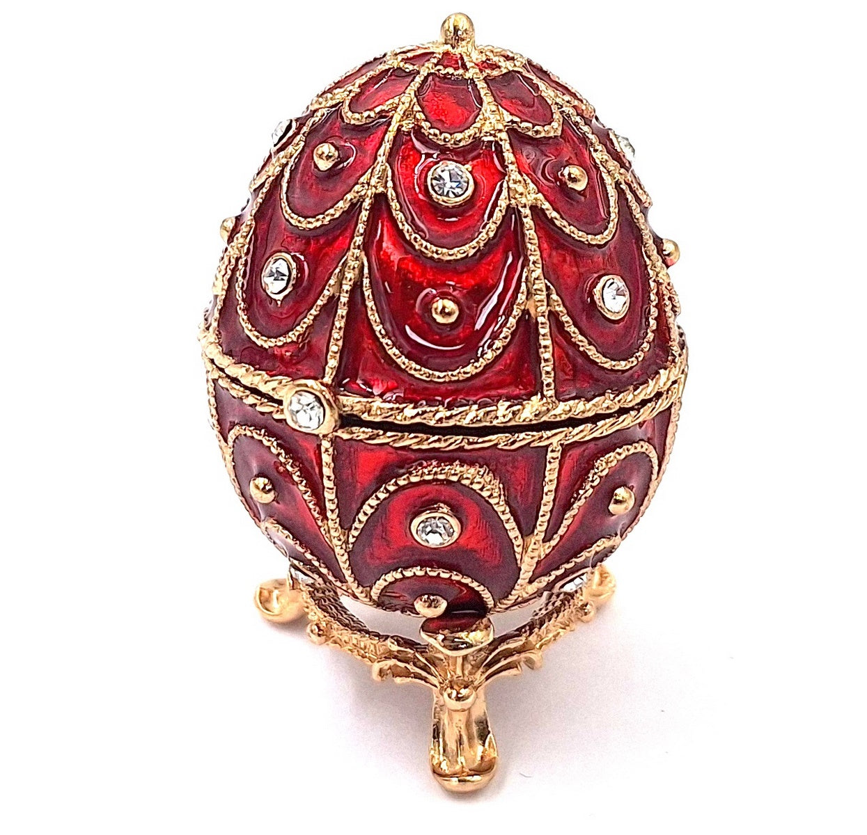 Exklusiv metallask med kristaller - Fabergéägg - B0748-17 RD
