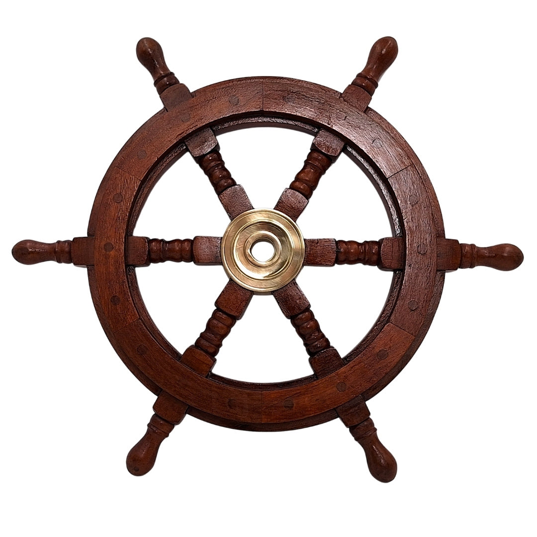 Skeppsratt i trä – 45 cm - Maritim retrodekoration - NC1402A