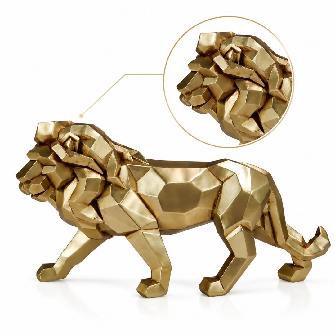 Stor gyllene lejonfigur 43cm modern - 43477Y2