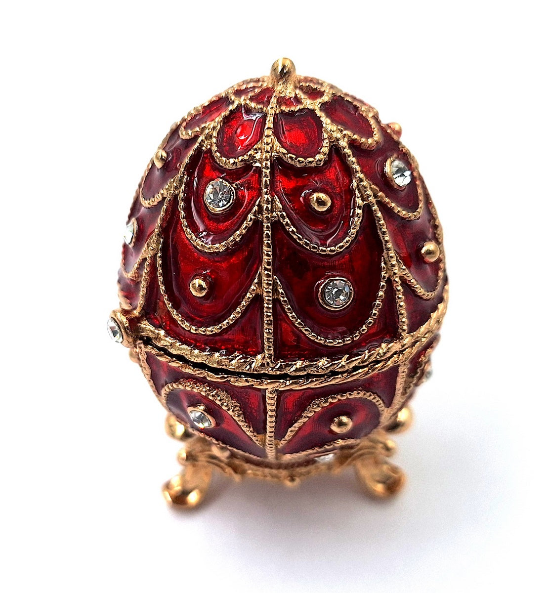 Exklusiv metallask med kristaller - Fabergéägg - B0748-17 RD