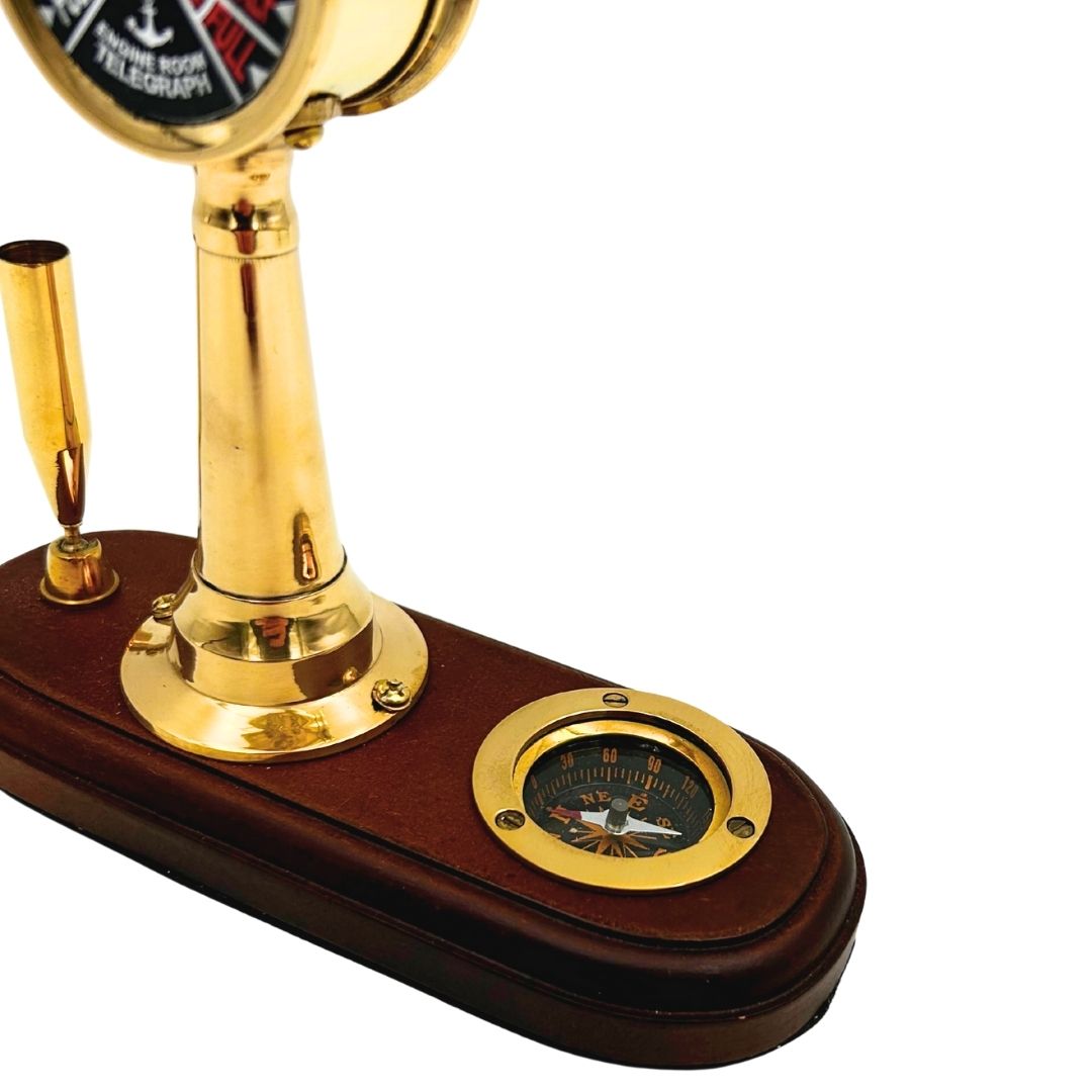 Elegant skrivbordsset – Maskintelegraf, kompass, pennhållare – TT018