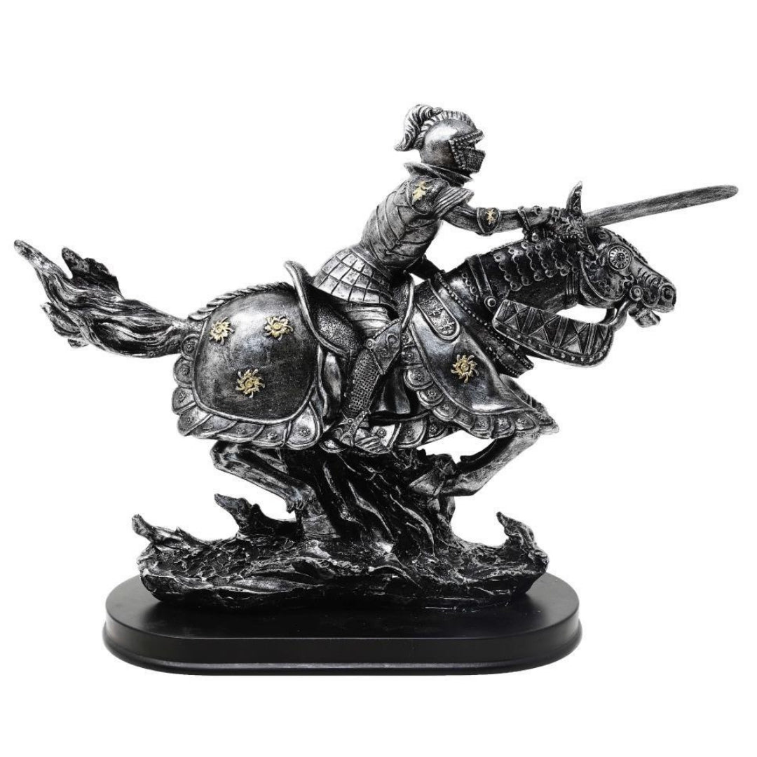 Figur Riddare till häst 31cm – handmålad polyresin – MC-23152