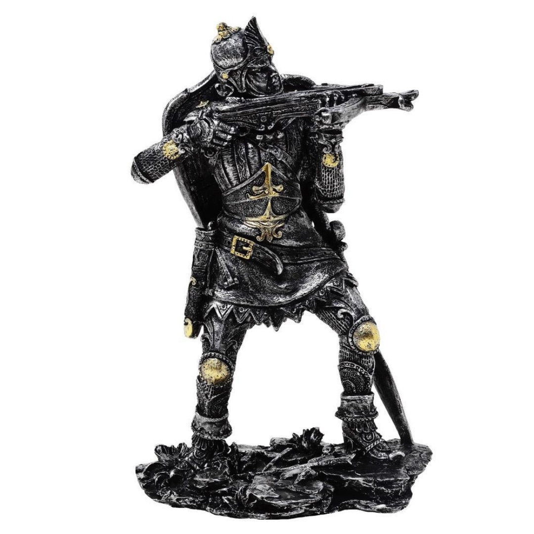 Figur av medeltida riddare med armborst, 20cm, armborstskytt - retropresent - MC-23151