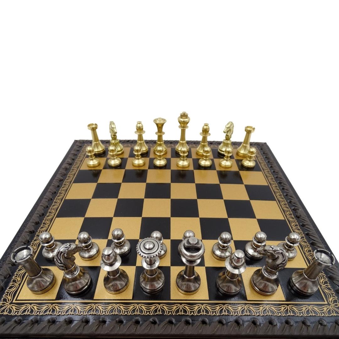 Exklusivt mässingsschack Italfama 28x28 cm – N001