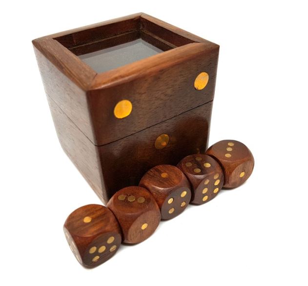 Tärningsspel i träask med glastopp - G151G/AZ