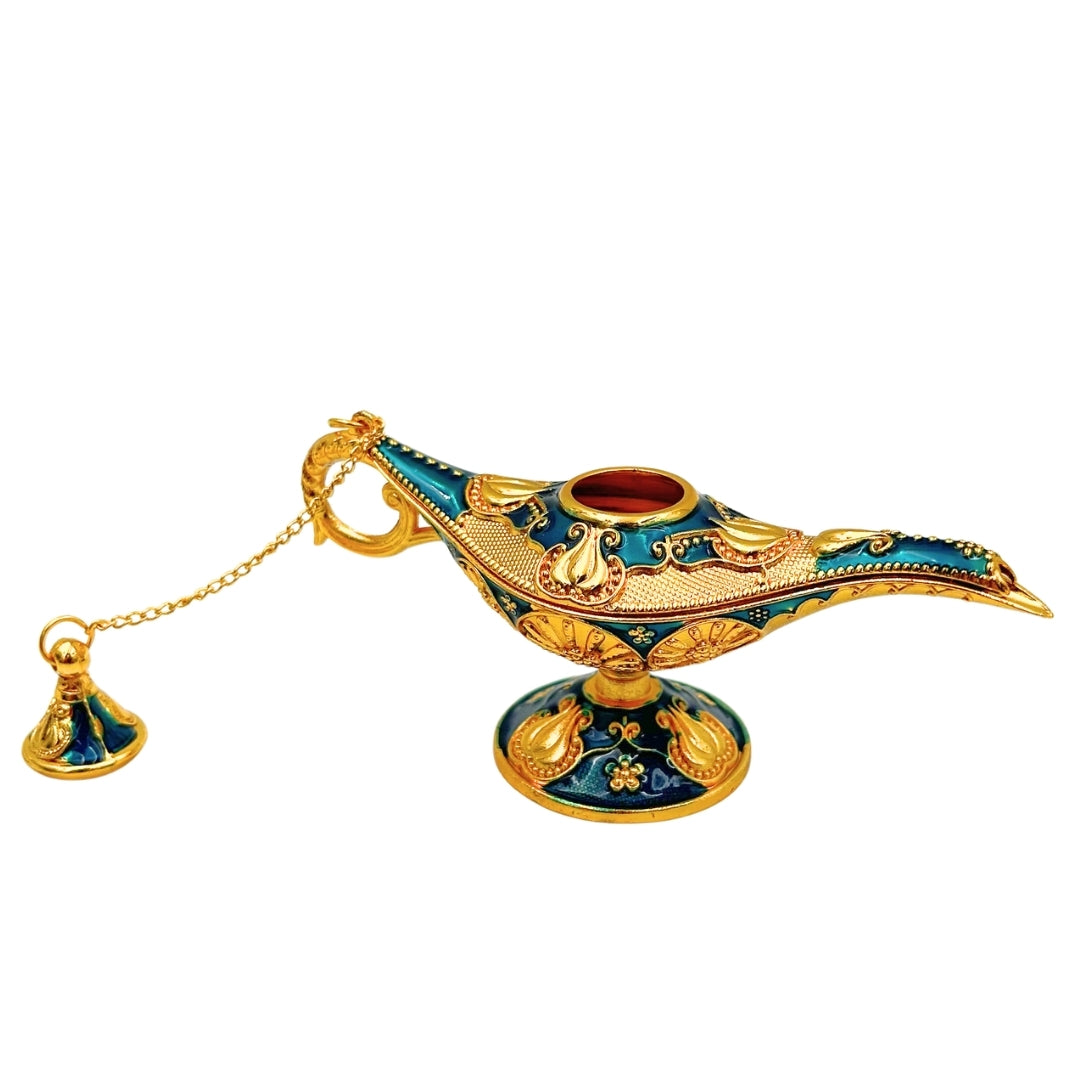 Dekorativ Aladdin-lampa i metall marinblå-guld 12cm - LAB12