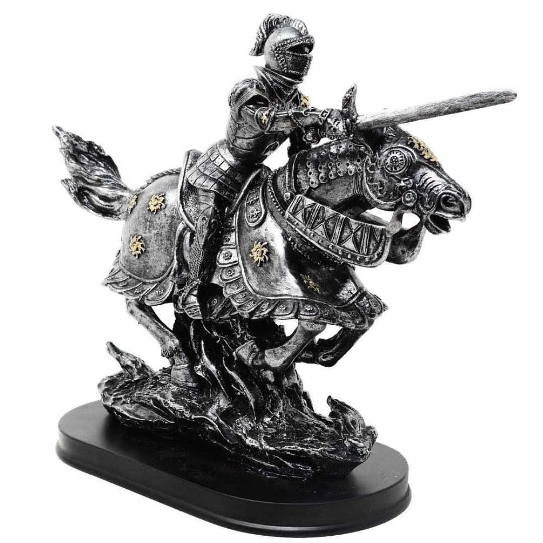 Figur Riddare till häst 31cm – handmålad polyresin – MC-23152