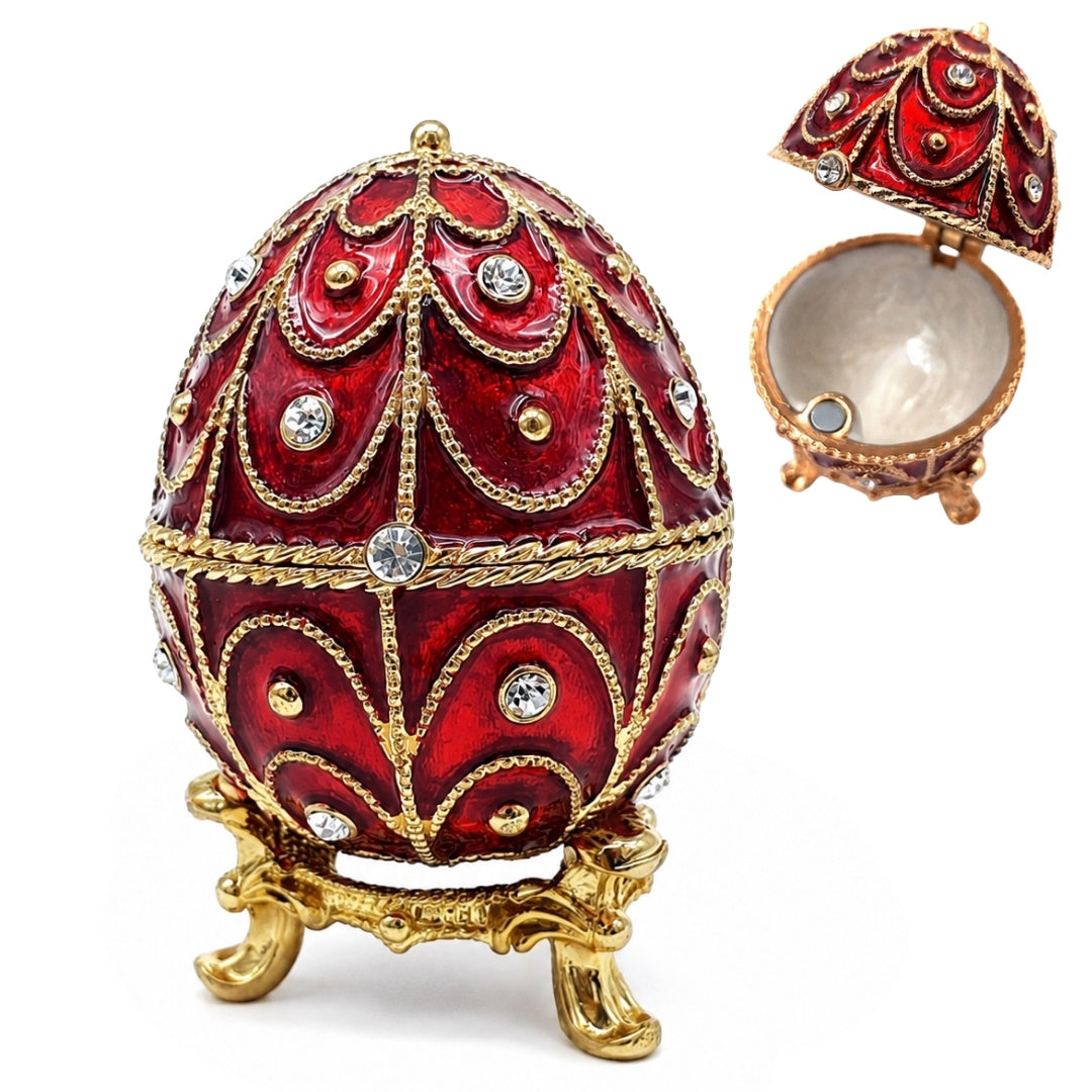 Exklusiv metallask med kristaller - Fabergéägg - B0748-17 RD