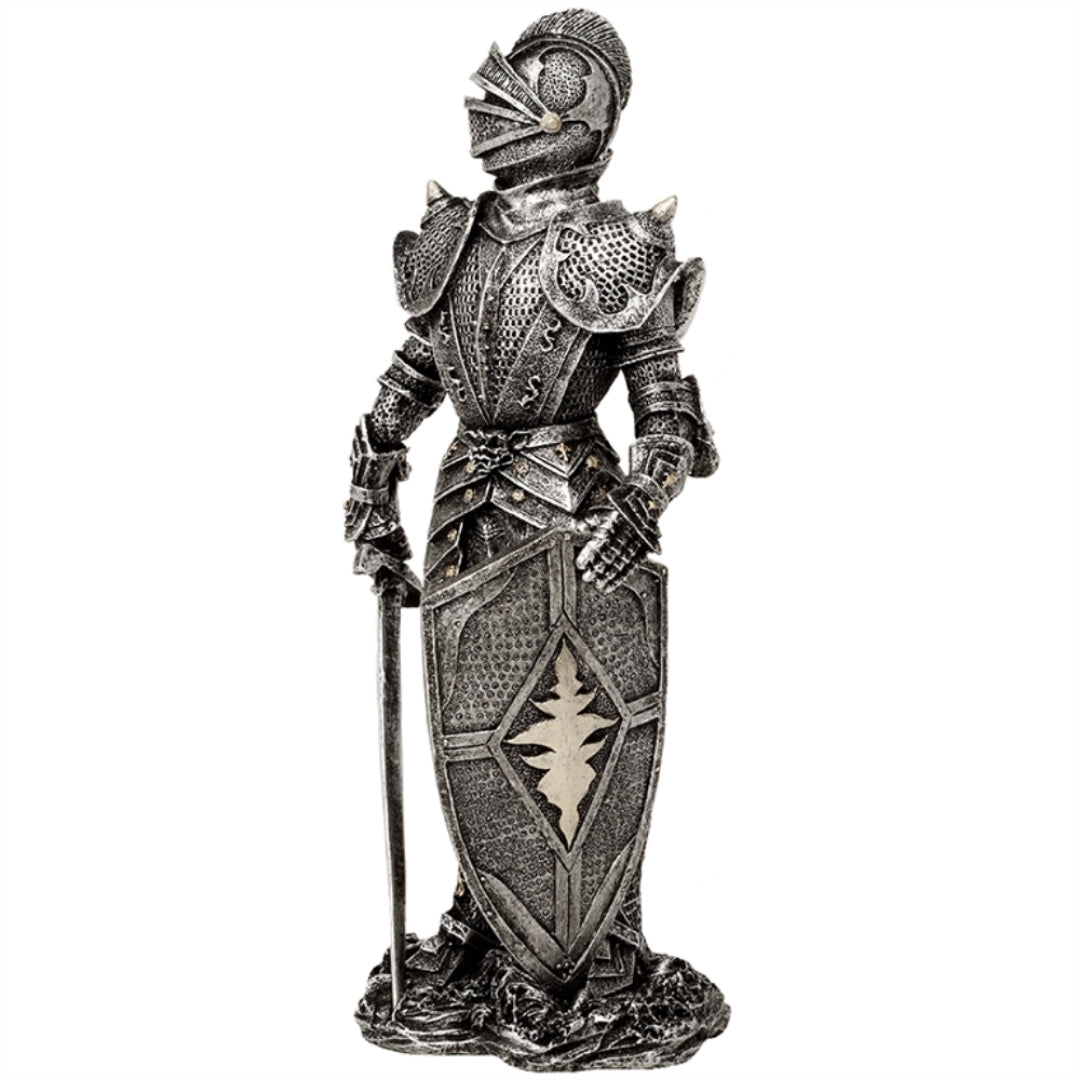 Dekorativ figur riddare i silverrustning Höjd 30 cm - MC-23053