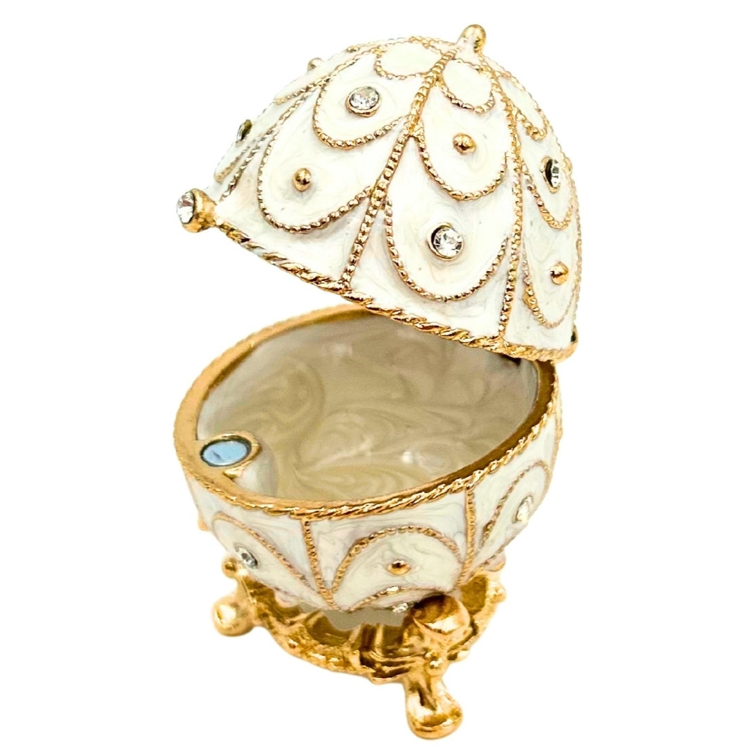 Exklusivt Fabergéägg-skrin i metall med kristaller - B0748-17WH