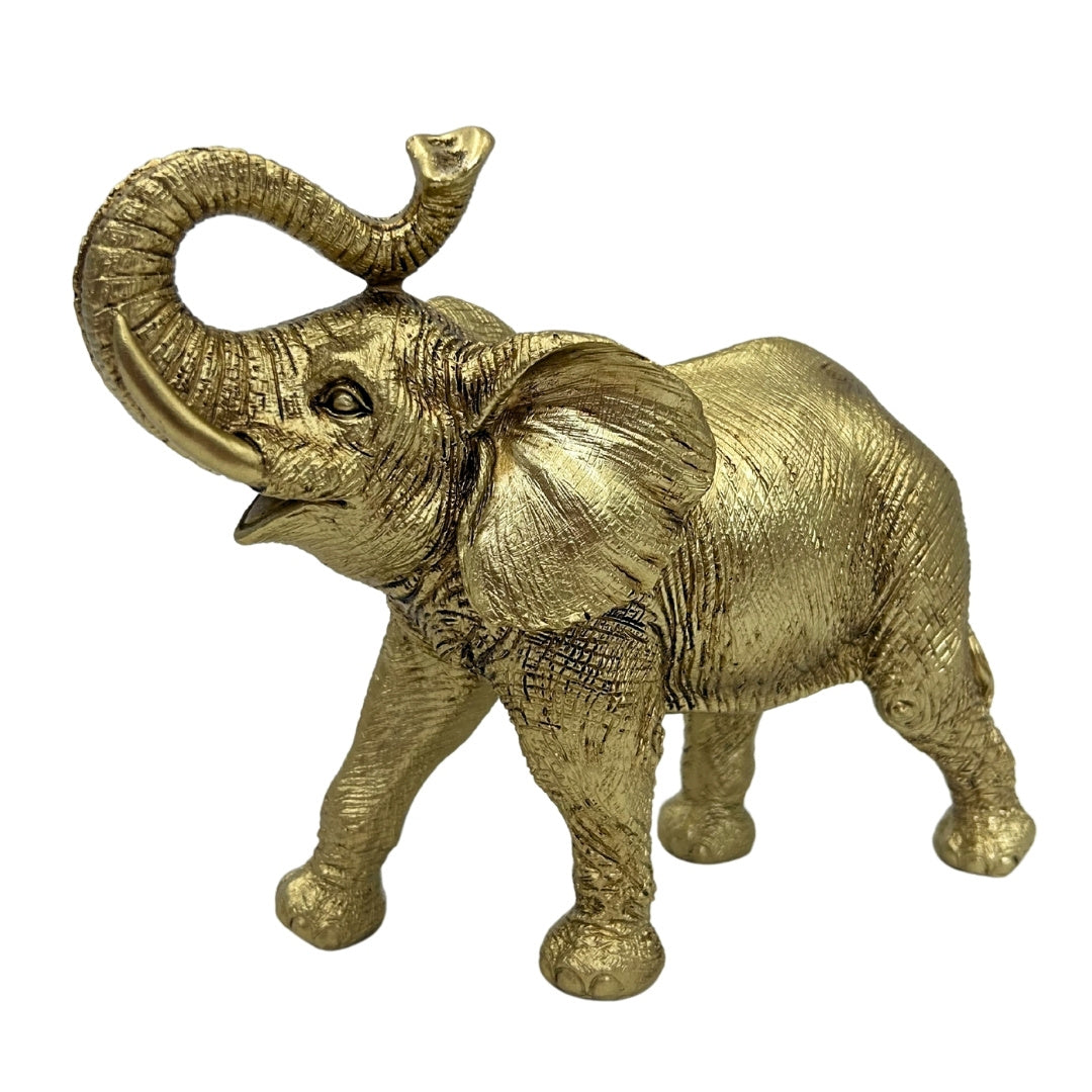 Gyllene elefant med upplyft snabel – dekorativ elefantfigur - 141FJZ