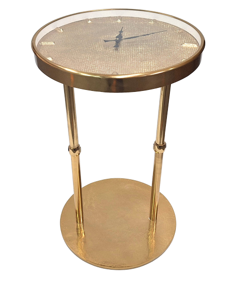 Gyllene metallbord Glamour med klocka – Vacker dekoration – 1056A