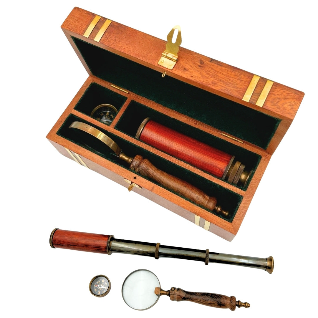 Exklusivt retro-presentset – kikare, kompass och förstoringsglas - NC102369