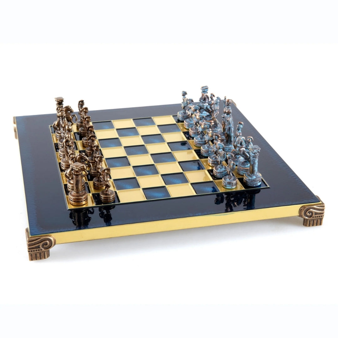 Lyxigt mässingsschack 28 x 28 cm – exklusiv present - S3BBLU
