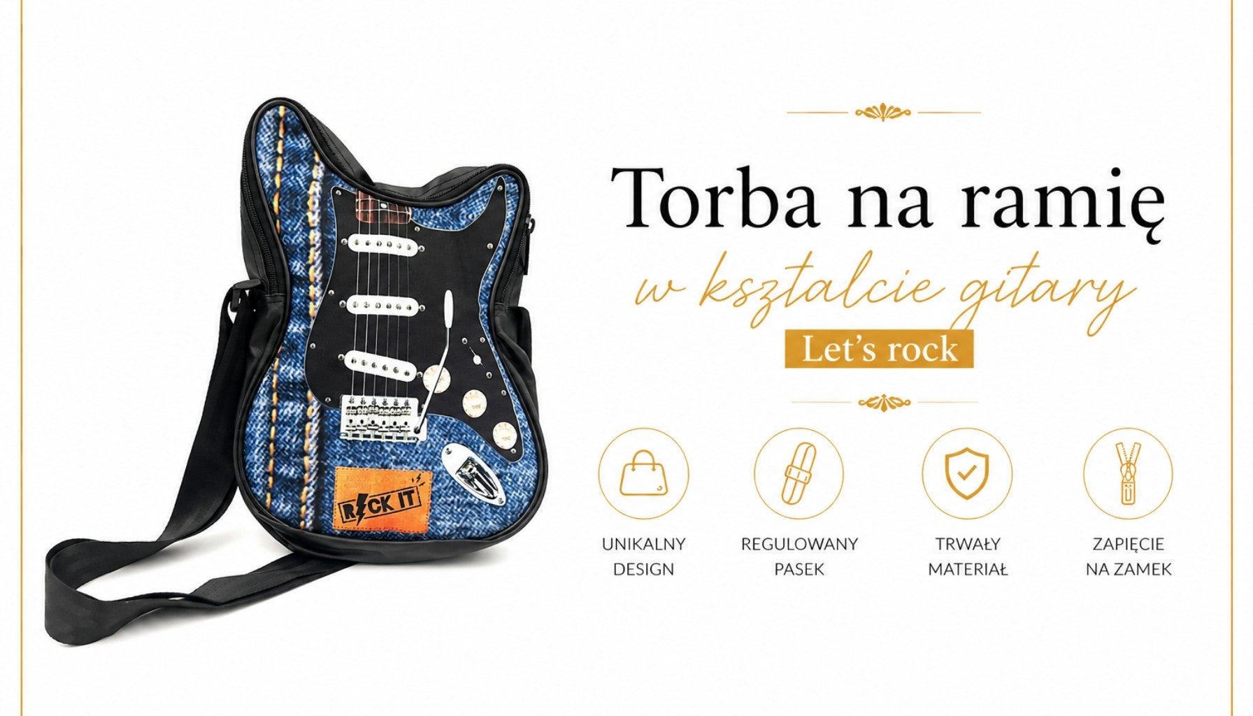 Axelväska i form av en gitarr Let’s rock – RBG-019
