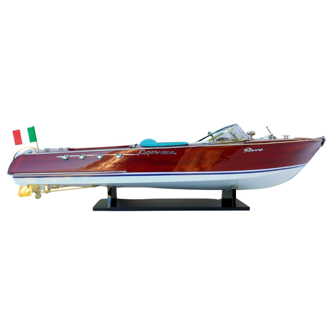 Exklusiv modell av motorbåten Reeva Aquarama 87cm - stor trämodell av en klassisk italiensk motorbåt – 4P-90