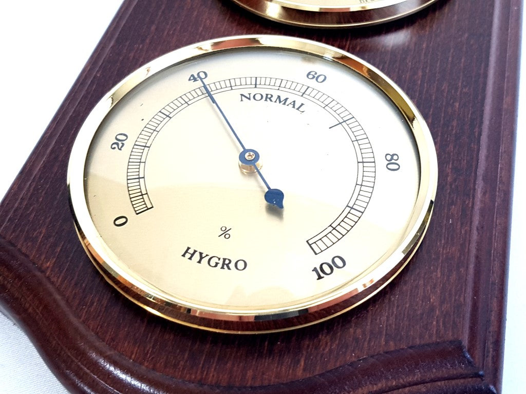 Fischer väderstation – barometer hygrometer termometer – mässing trä – 9176-22