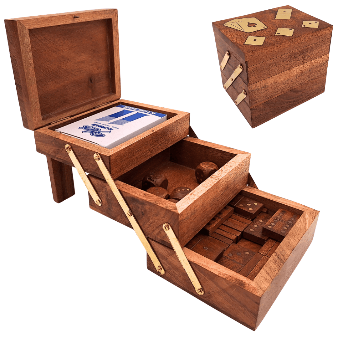 Elegant Spelset 3i1 - Kort Tärningar Domino - DNU-101