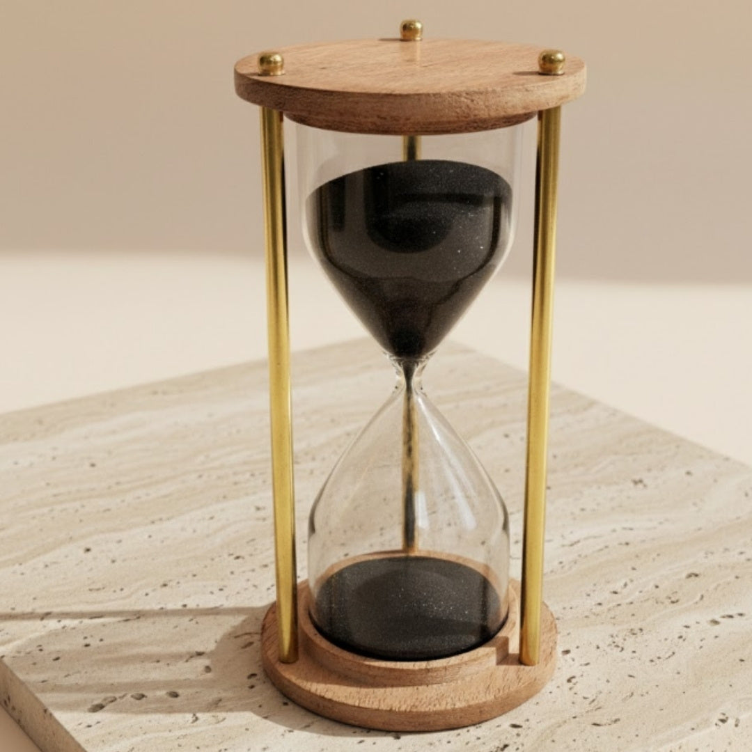 Timglas i mässing och trä – 5 minuter – Elegant retrodekoration – NC3012V