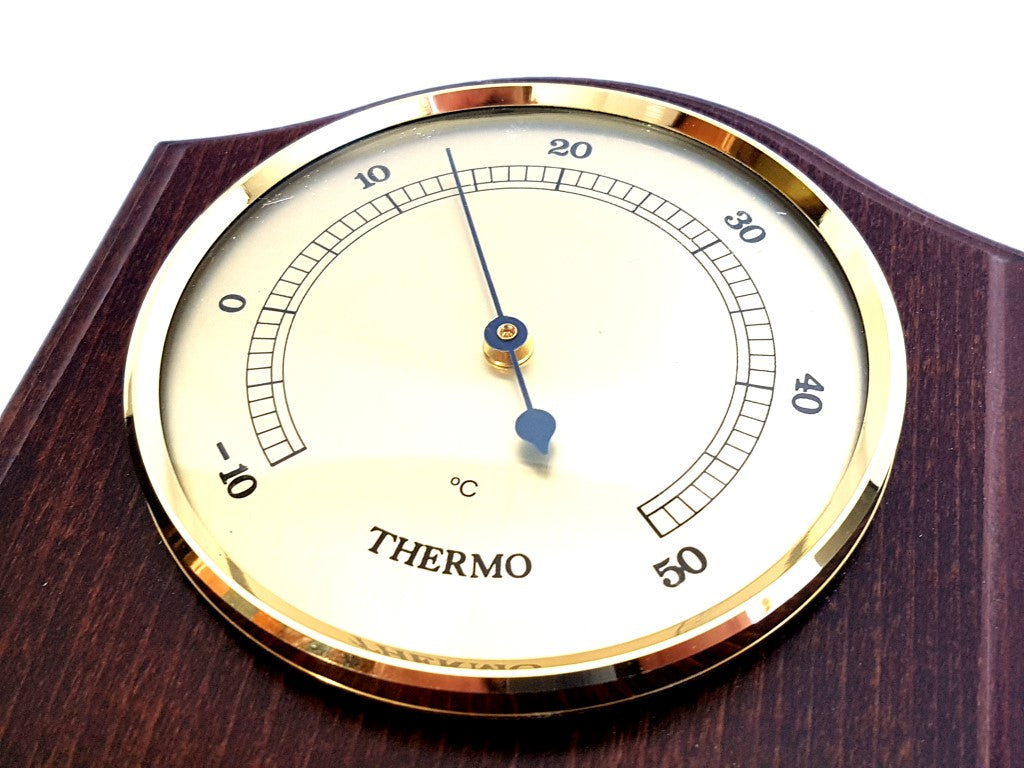 Fischer väderstation – barometer hygrometer termometer – mässing trä – 9176-22