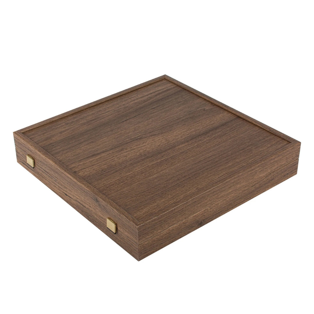 Exklusivt metallschack – Schackbräde i mässing 44 x 44cm – Medeltiden – S12CBLU