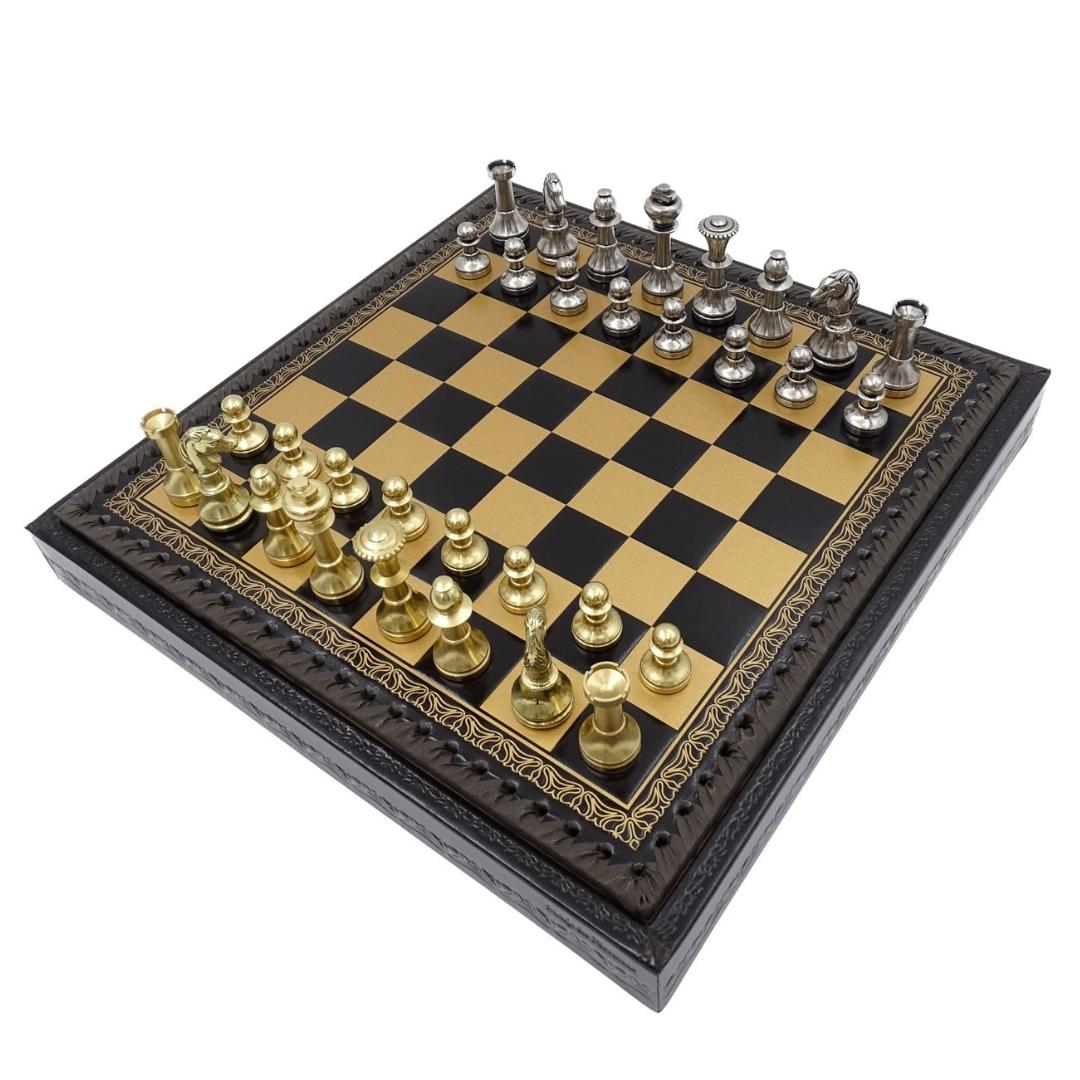 Exklusivt mässingsschack Italfama 28x28 cm – N001