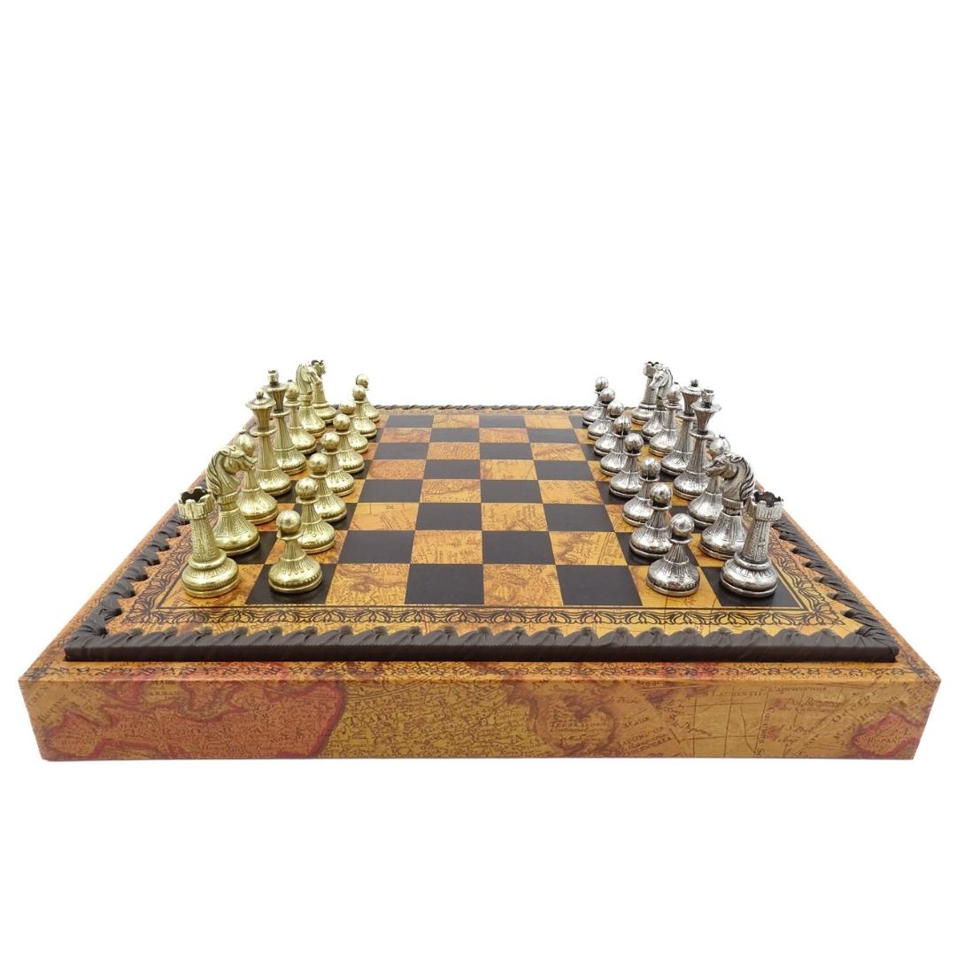 Exklusivt metallschack Italfama 28x28 cm – N035