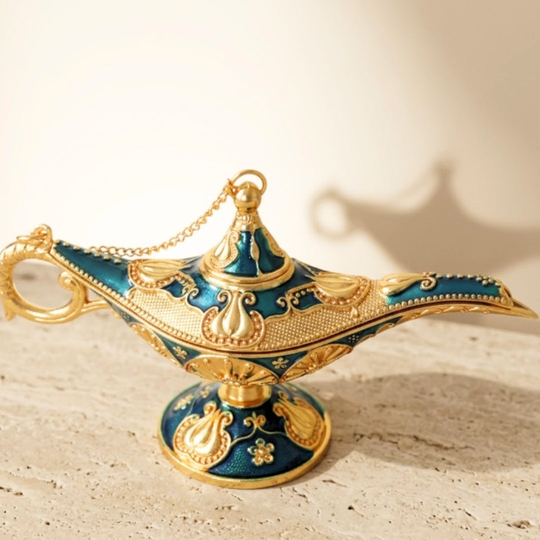 Dekorativ Aladdin-lampa i metall marinblå-guld 12cm - LAB12