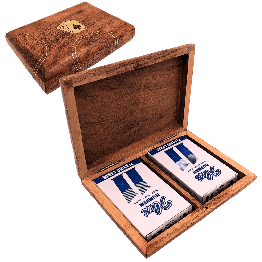 Set med 2 kortlekar i trälåda – Elegant present – Vintage – DNU-2791