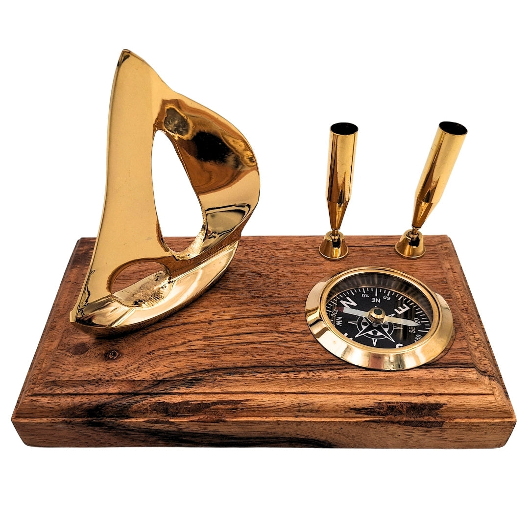 Elegant skrivbordsset - yacht och kompass - elegant maritim gåva - BCPH103
