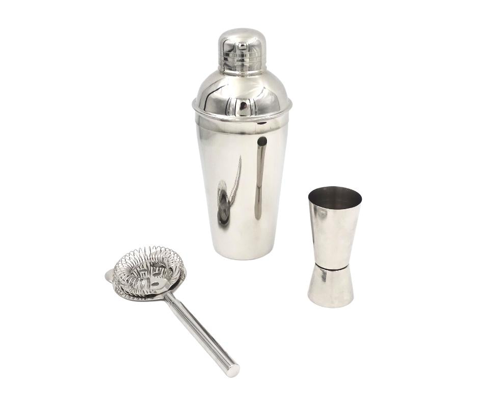 Bartenderset – 3 delar Shaker Jigger Strainer - BS48171