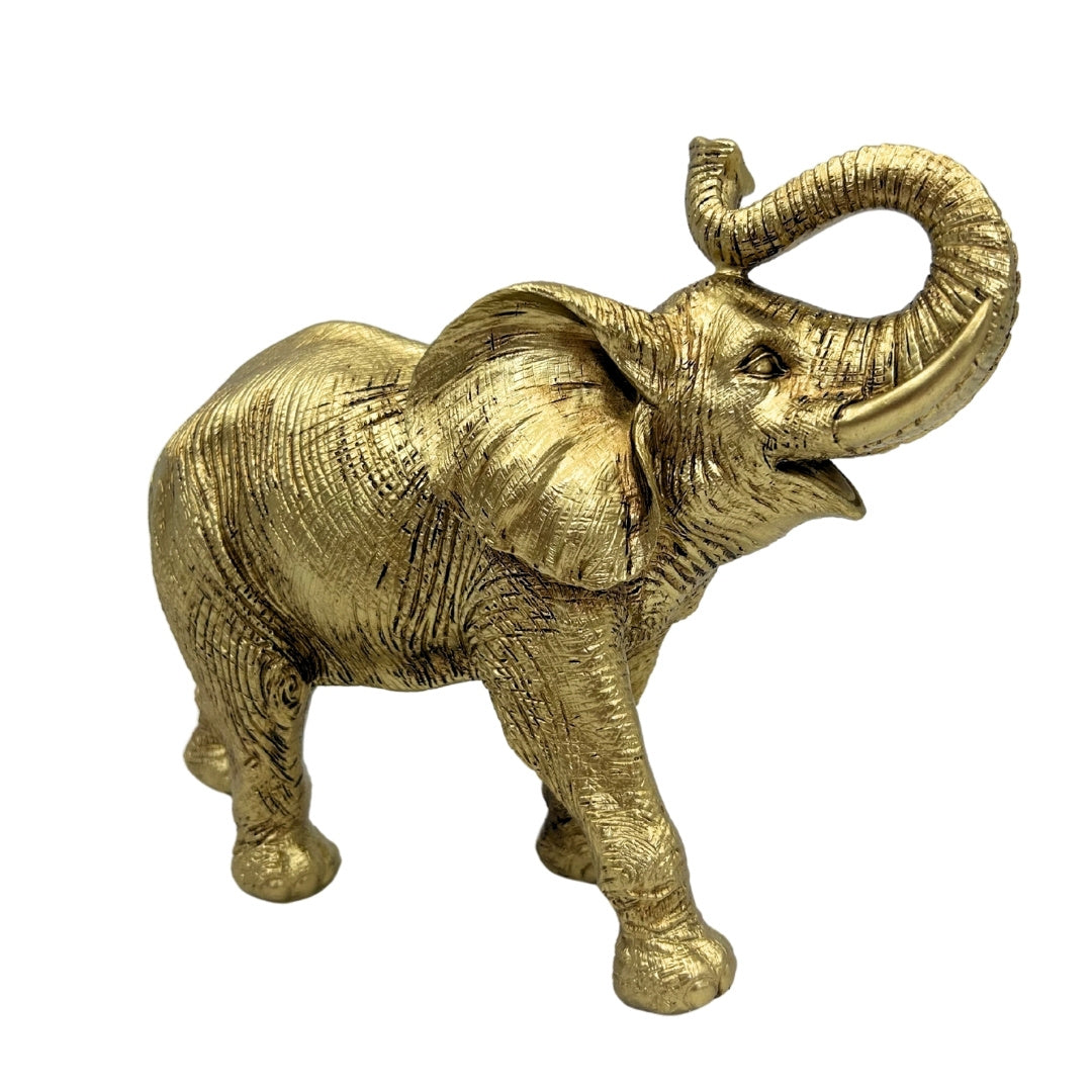 Gyllene elefant med upplyft snabel – dekorativ elefantfigur - 141FJZ