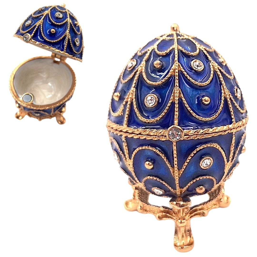Exklusiv metallask med kristaller - Fabergéägg - B0748-17 BL