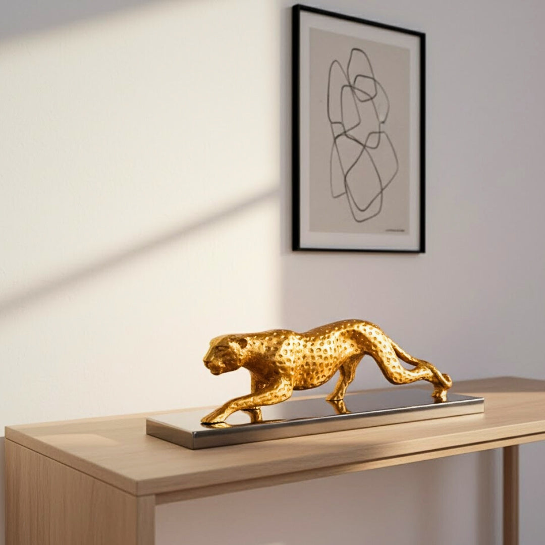 Elegant dekorativ figur Leopard Guld 42cm Glamour Loft Present