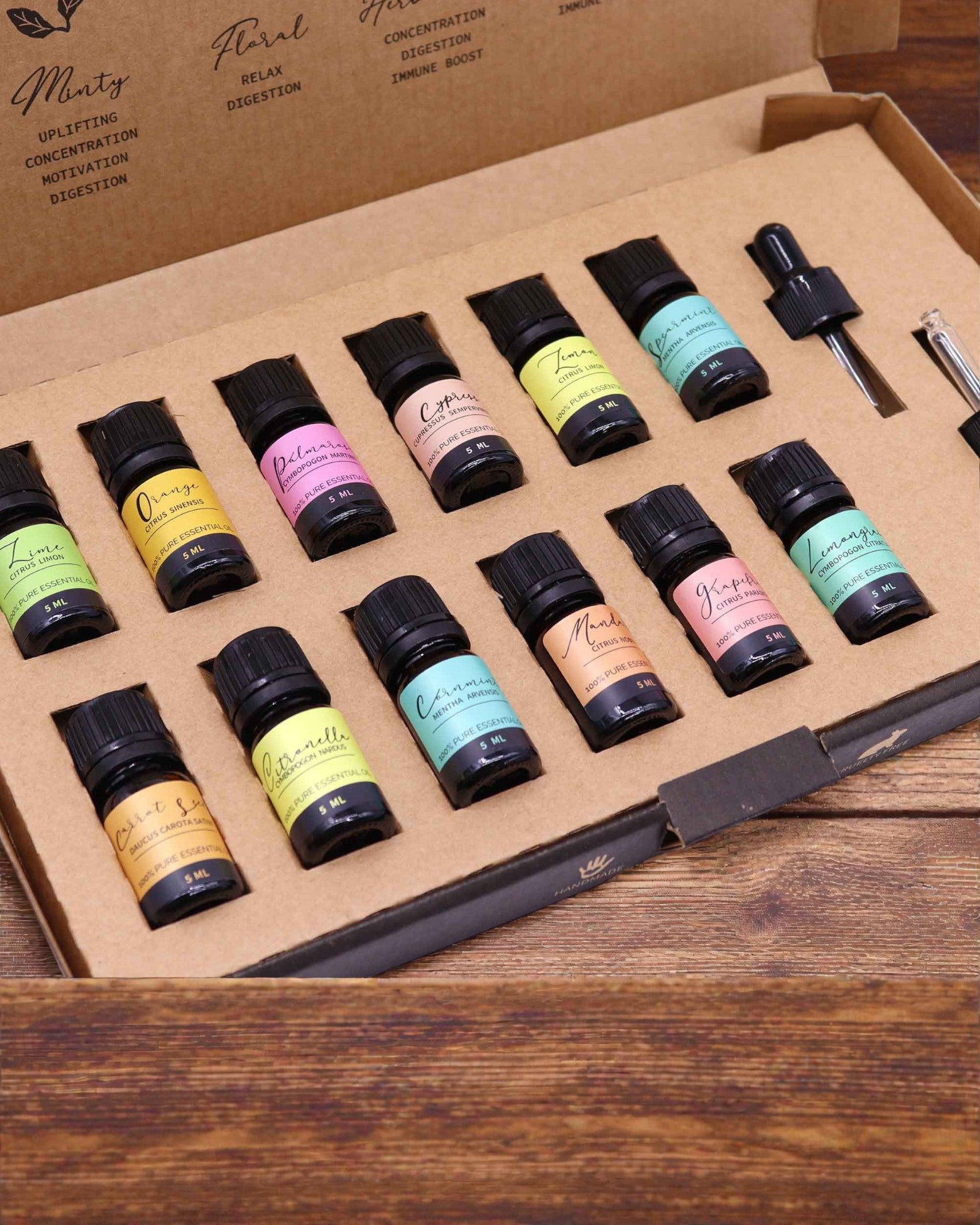 Letnia Energia Natury – lyxig uppsättning med 12 eteriska oljor à 5 ml med droppipetter