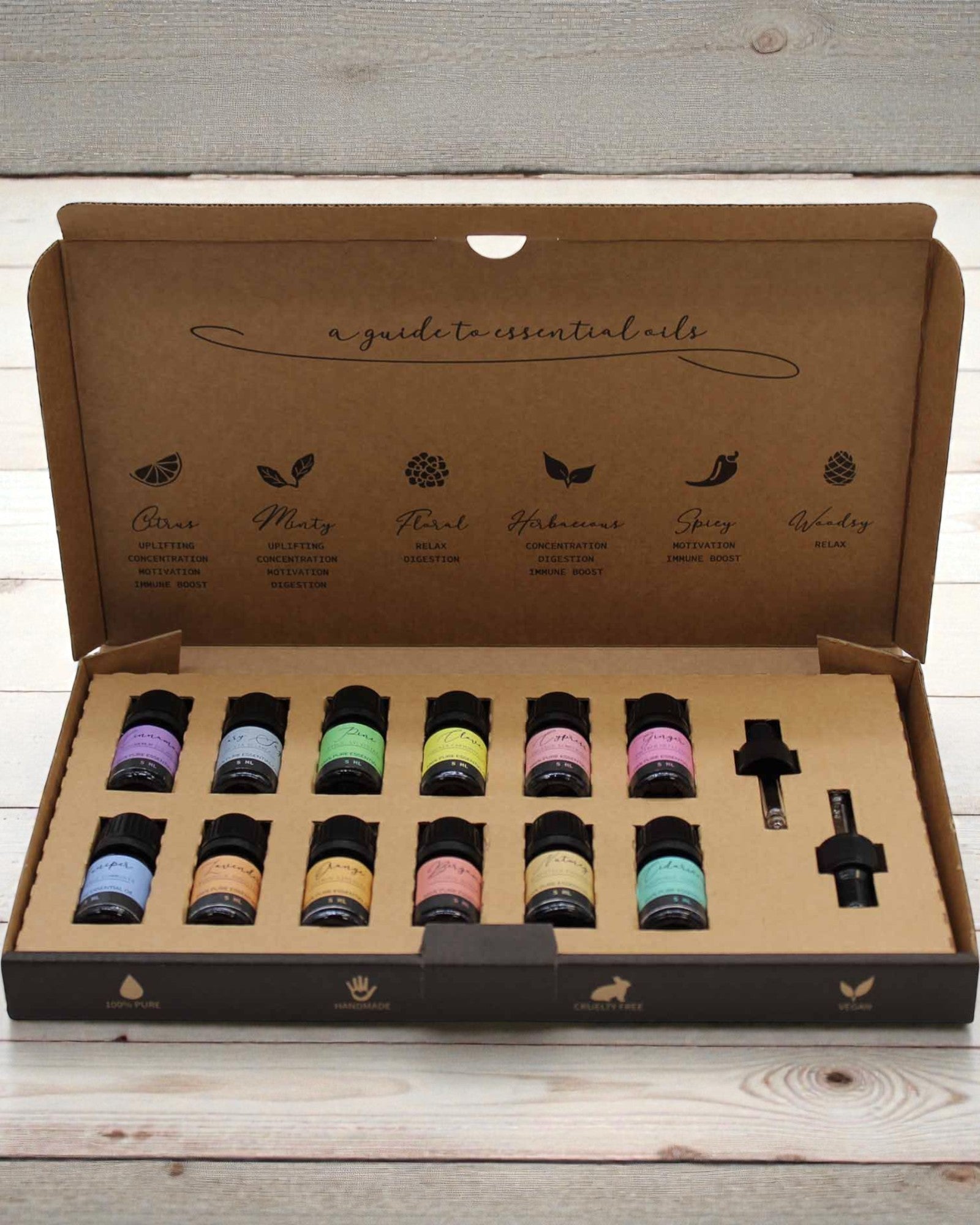 Höstlig naturharmoni – lyxig uppsättning med 12 eteriska oljor 5 ml med pipetter