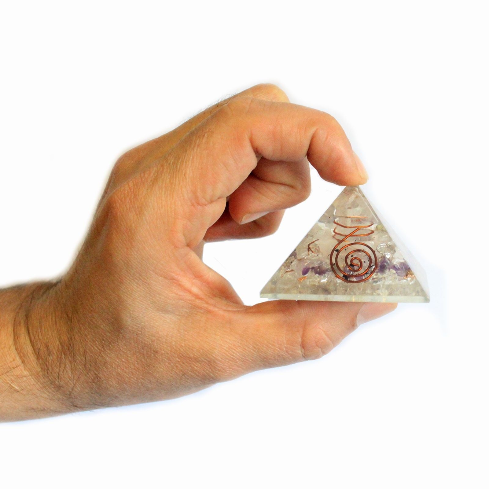 Magisk orgonitpyramid 55 mm med ädelstenar och koppar