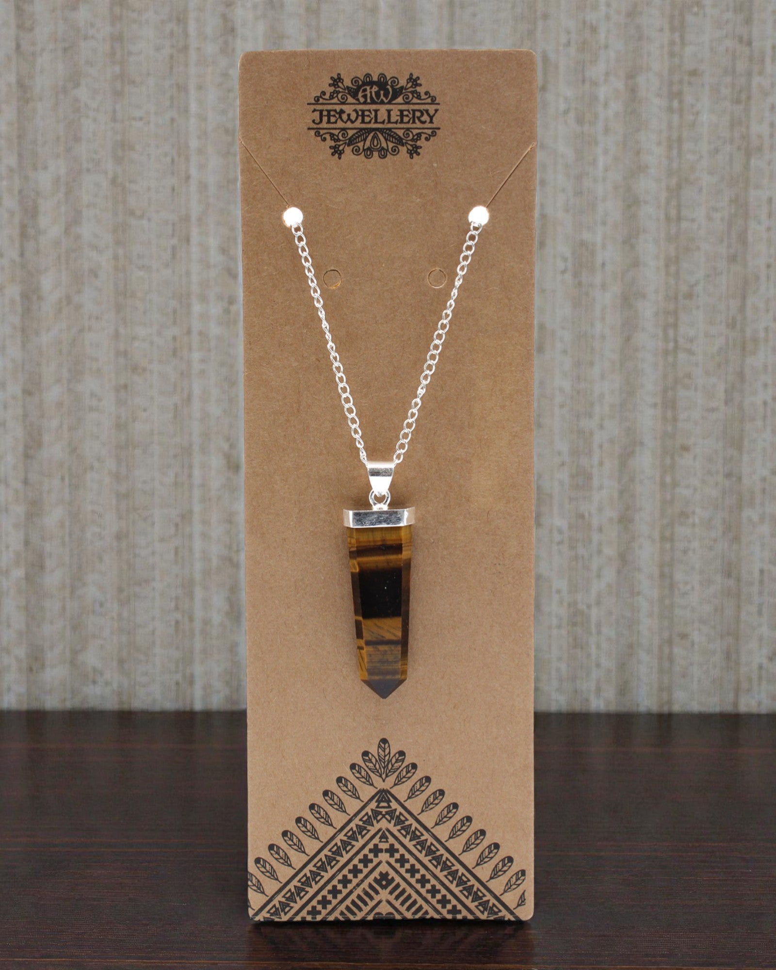 Tigerflamma – platt hänge av tigeröga med kristallslipning