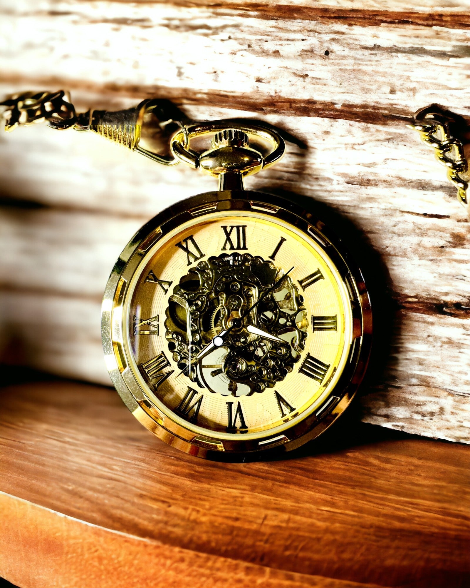 Retro Fickur – Mekanisk Lyx i Vintage-stil färg guld, personalisering med gravyr