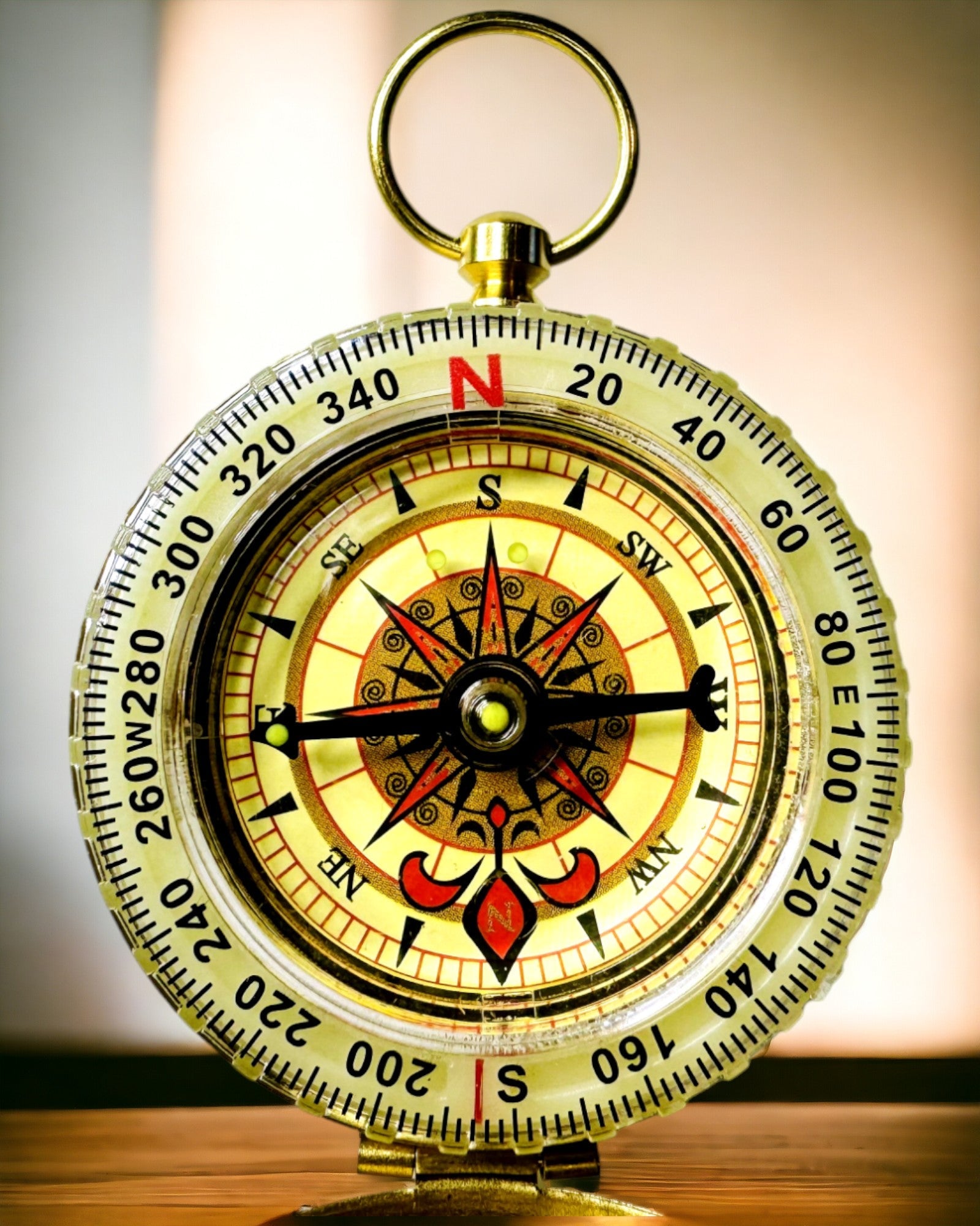 Vattentät Mässingskompass med Ljusande Effekt - Ett Måste för Vandring och Camping, personlig gravyr