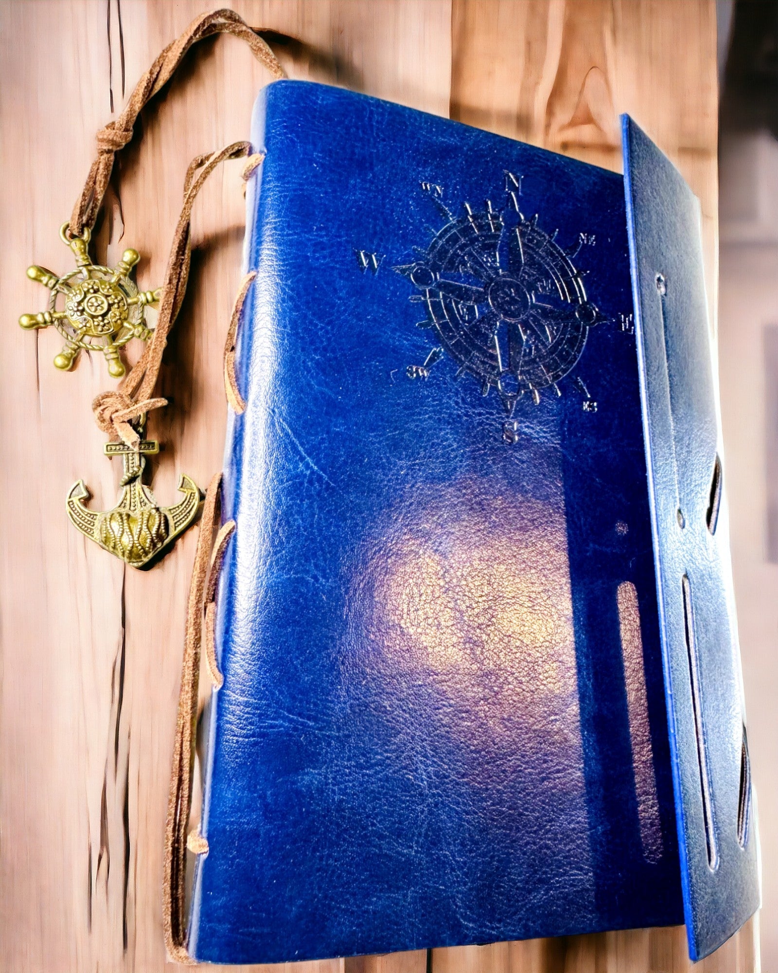 Vintage Sjöfartsanteckningsbok A6 eller A7 storlek - med Kompassmotiv och Lagerblad - Tillgänglig i olika Färgvarianter, möjlighet till gravyr