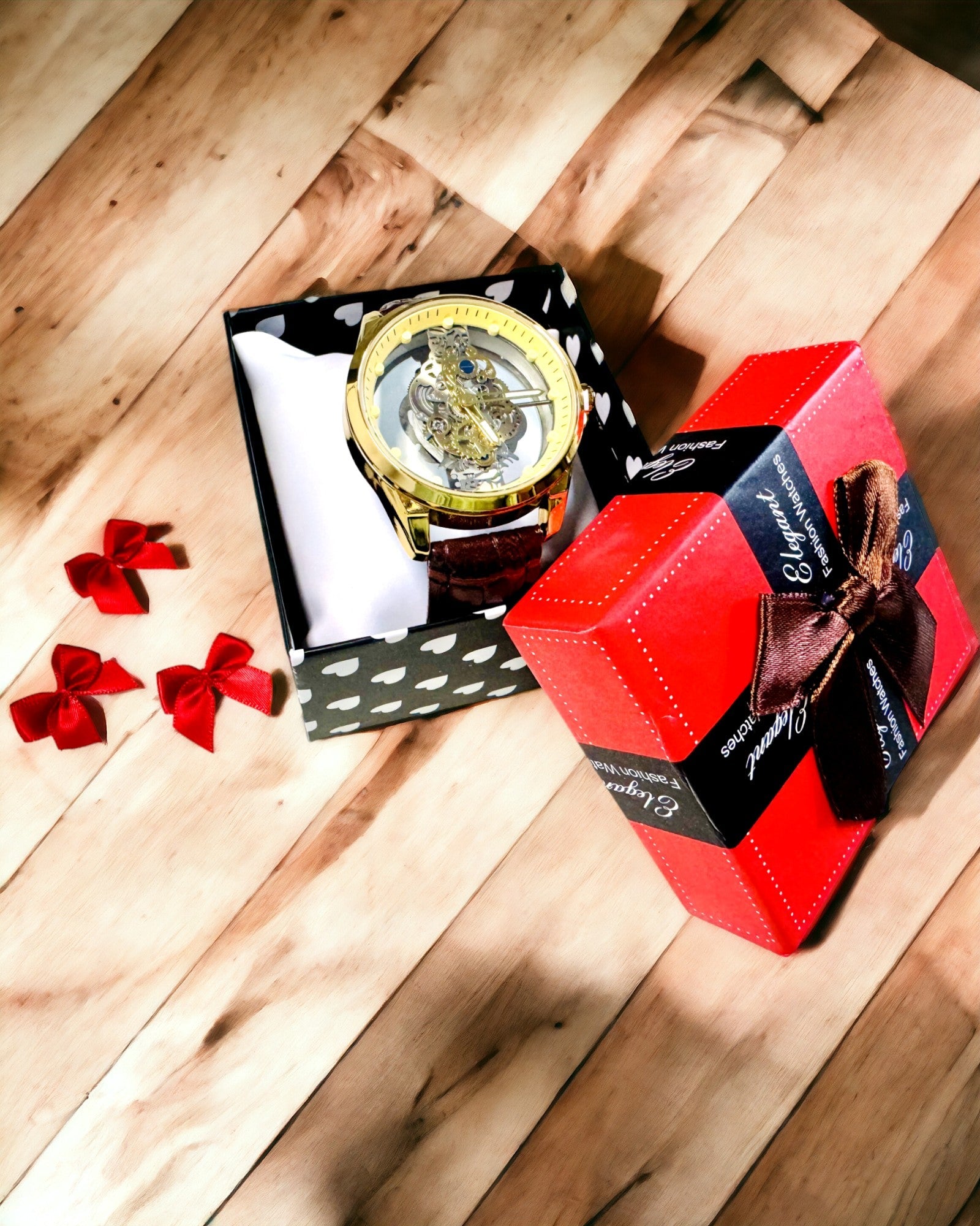 Herrklocka med Genomskinlig Mekanism - Elegans och Precision i Gyllene Inramning