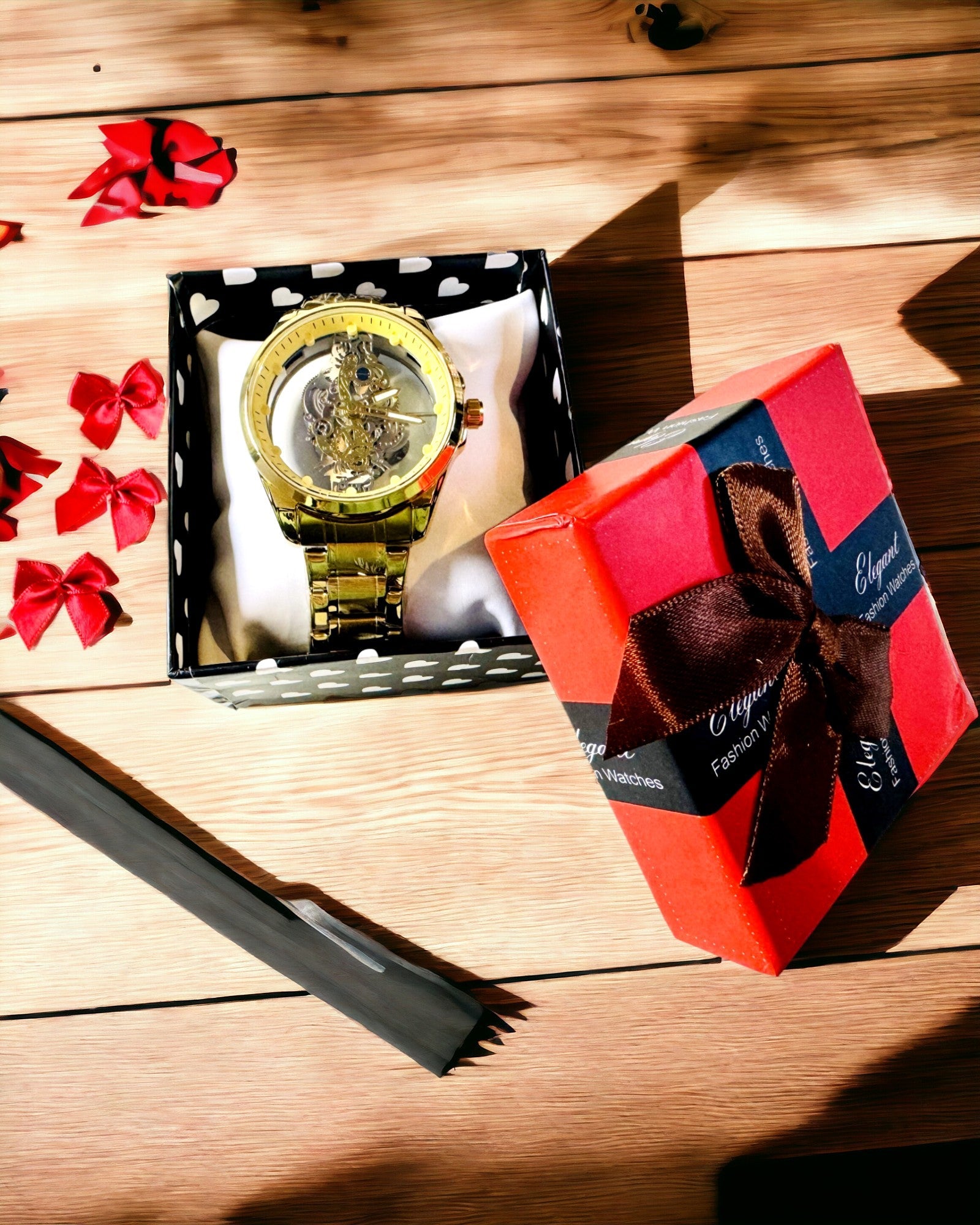 Herrsportklocka med dubbelsidig, genomskinlig kvartsrörelse och armband i aluminium – Perfekt som present. Anpassning med gravyr