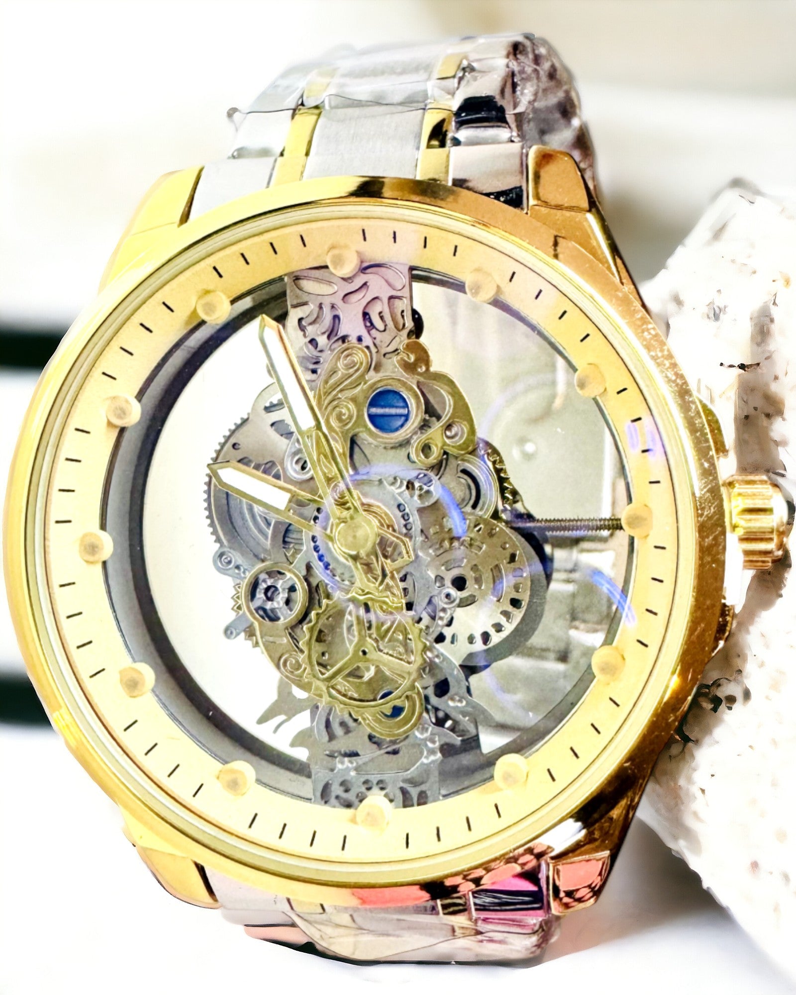 Herrklocka Kvarts "Vision Sport" – Dubbelsidigt Genomskinlig med Aluminium