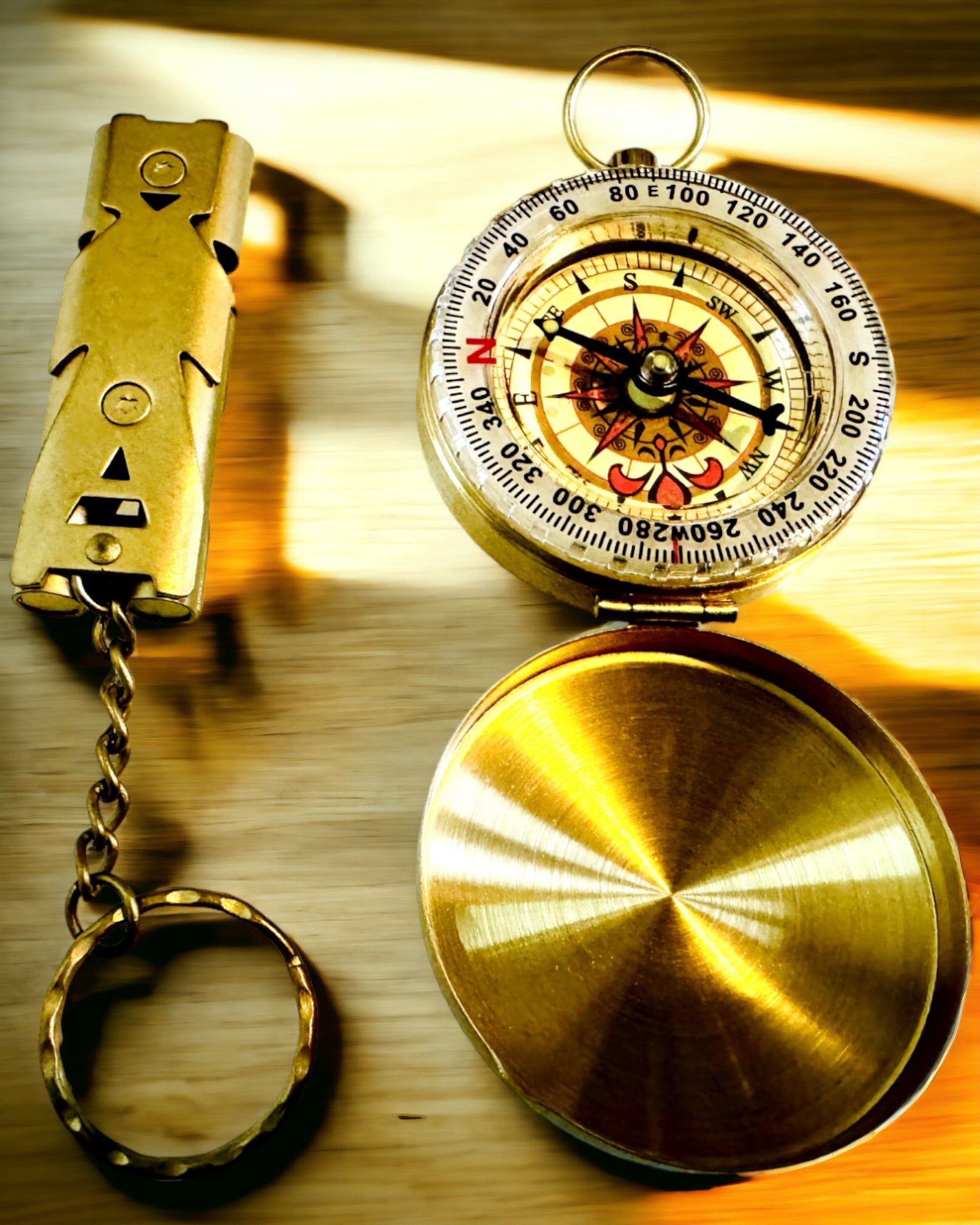 Elegant Set med Kompass och Signalförsedd Visselpipa