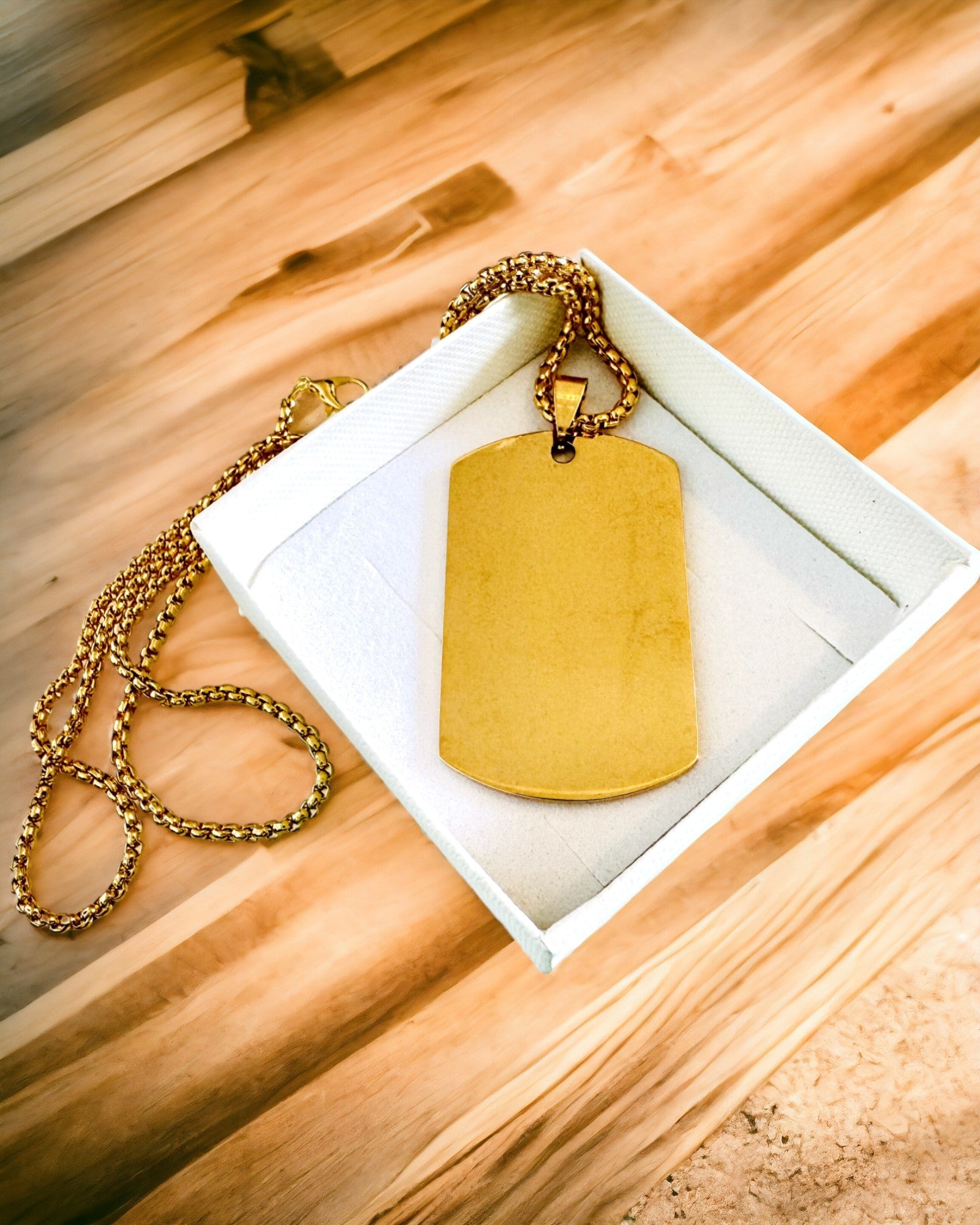 Halsband med Dog Tag "Tre Nyansers Stil" - ID-bricka - Elegant Hängsmycke i Rostfritt Stål med Graveringsalternativ