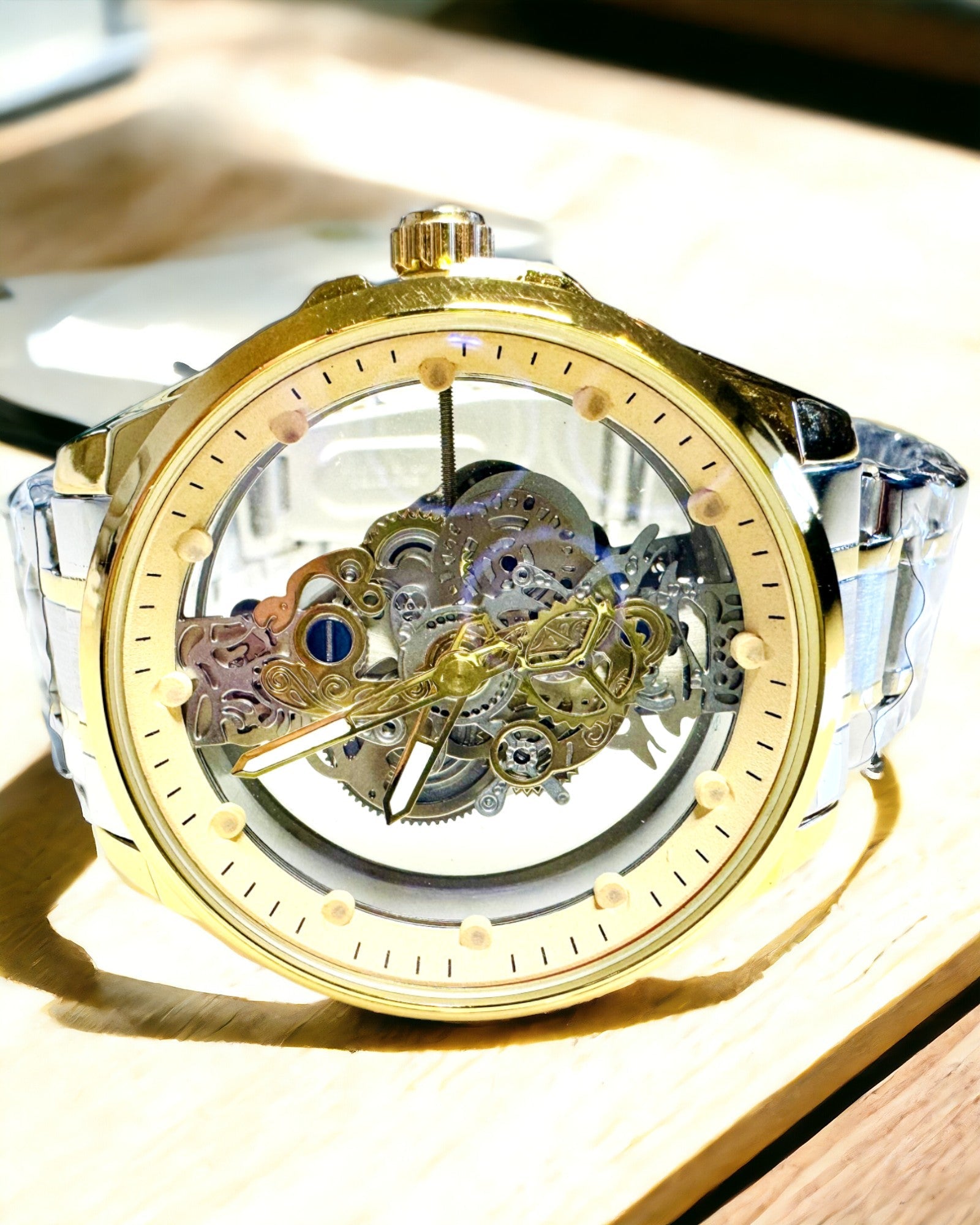 Herrklocka Kvarts "Vision Sport" – Dubbelsidigt Genomskinlig med Aluminium