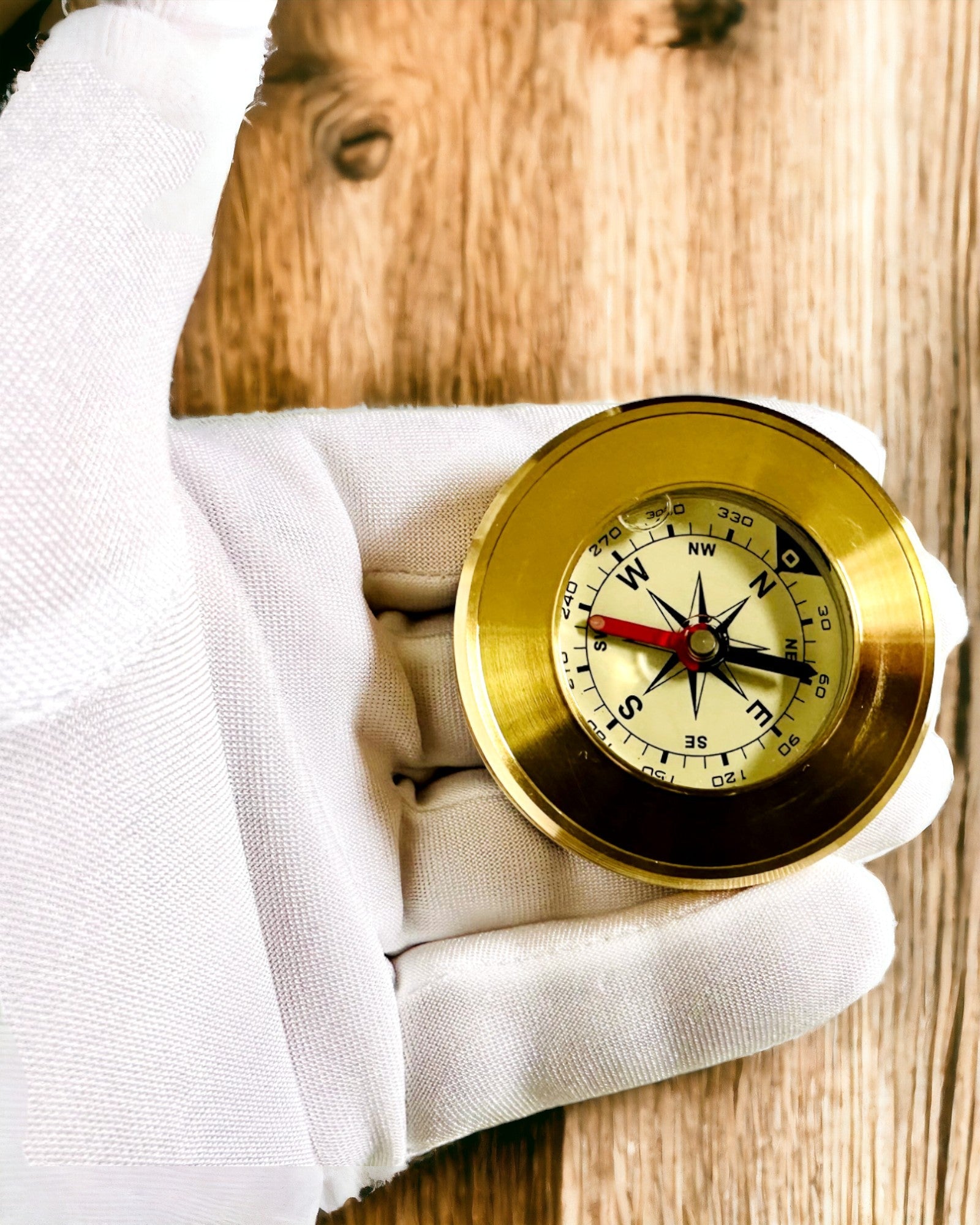 Navigationskompass med Graveringsmöjlighet, Mässing, Klassisk Design – 5 cm