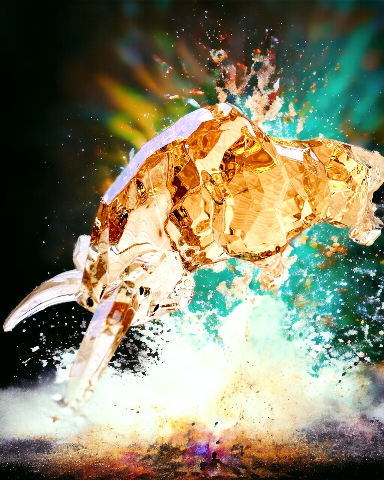 Staty "Złoty Byk" i harts, genomskinlig design, möjlighet till anpassning